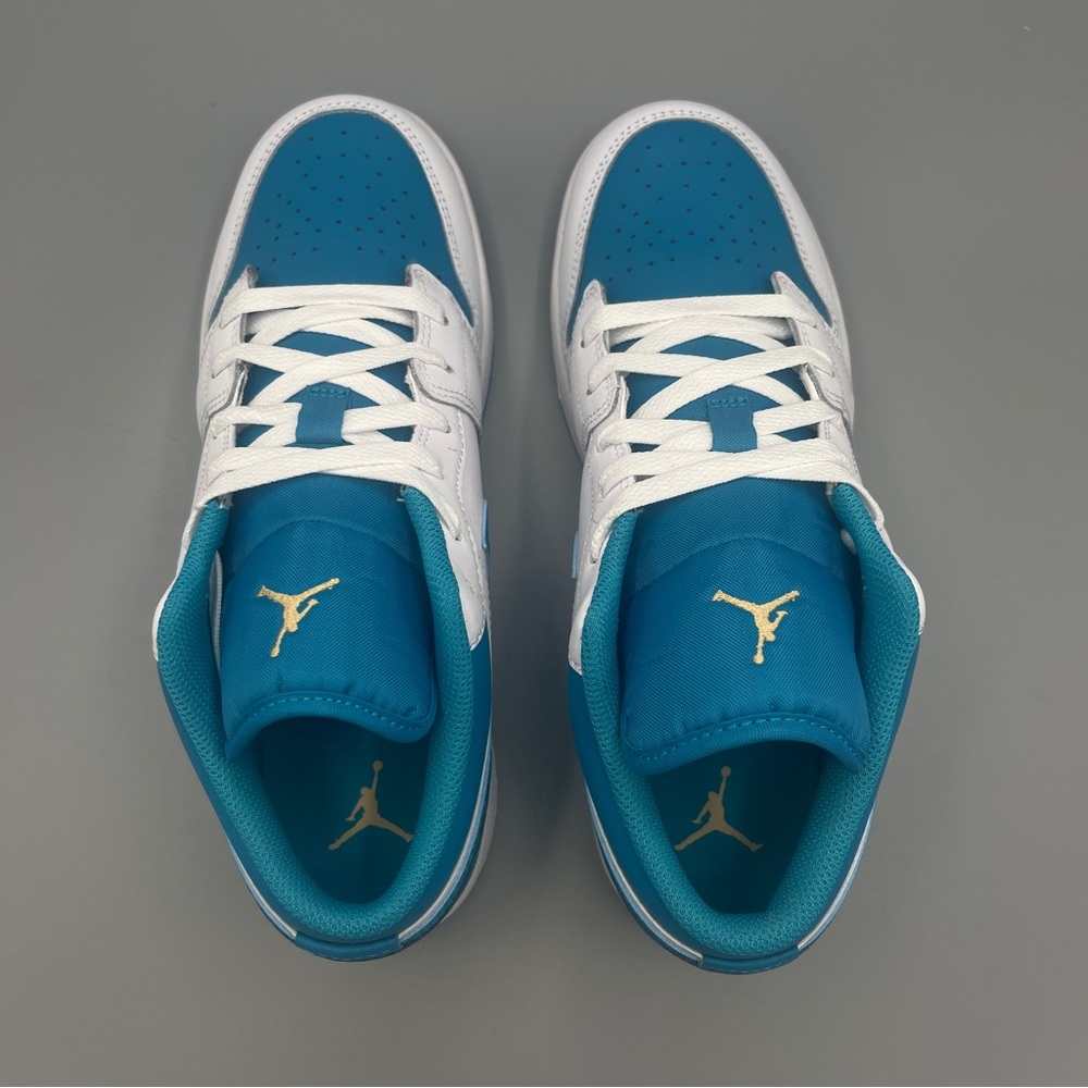 Nike Shoes Air Jordan 1 Low GS * Shown: White/Aquatone/Celestial Gold - Picture 6 of 14